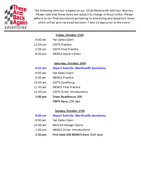 Martinsville Seating Chart